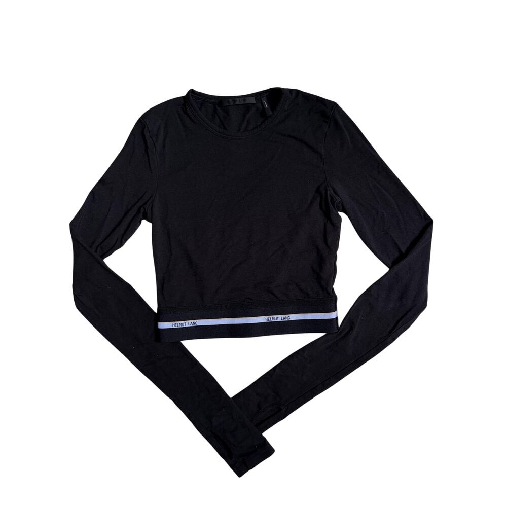 Helmet Lang Cropped Logo Baby Tee (Black) - XS